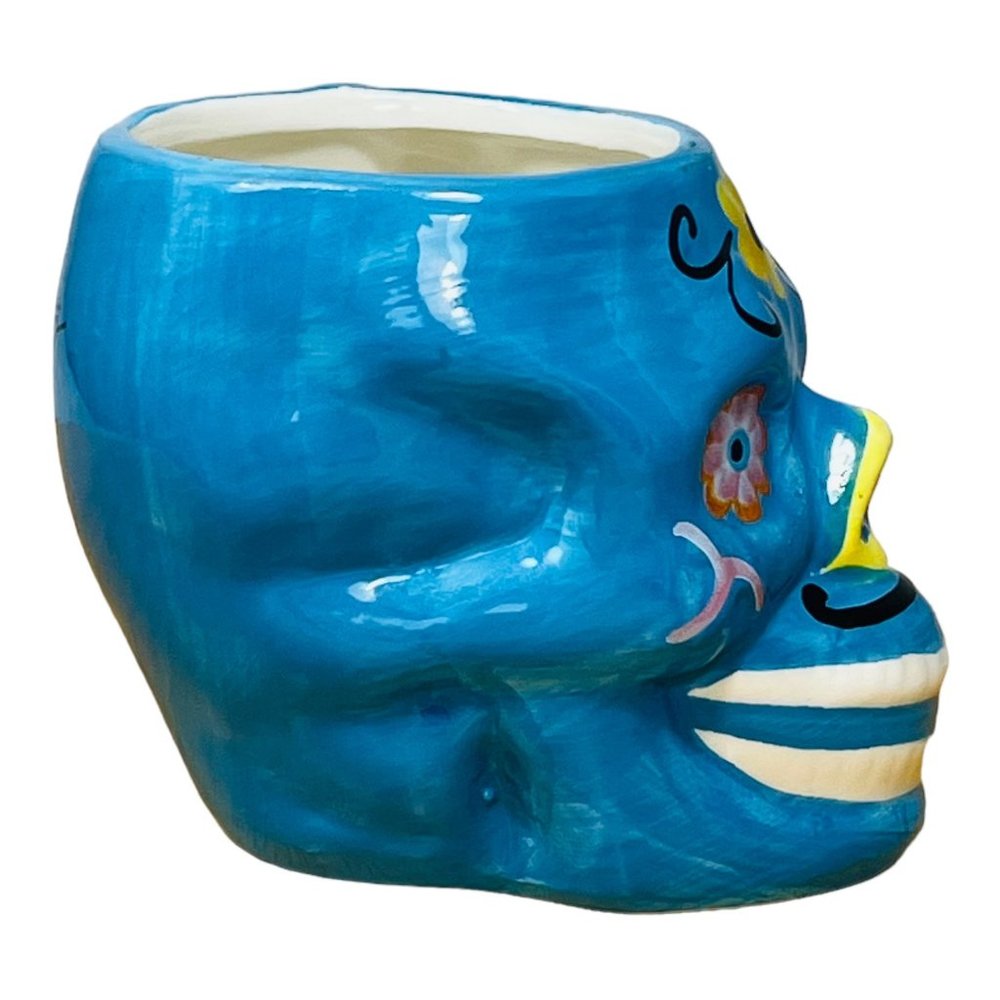 Pappasito's Cantina Day of The Dead 3D Skull Mug Blue EUC - Picture 4 of 12